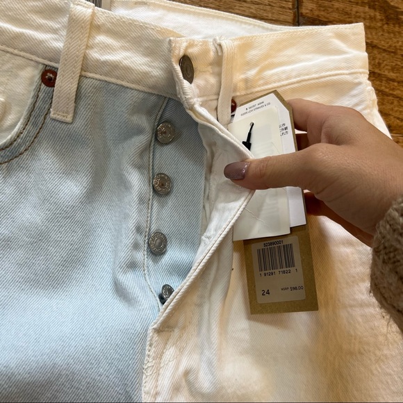 NWT Levi’s Deconstructed Two Tone Color Block High Waisted Rise Mini Skirt - Picture 4 of 5